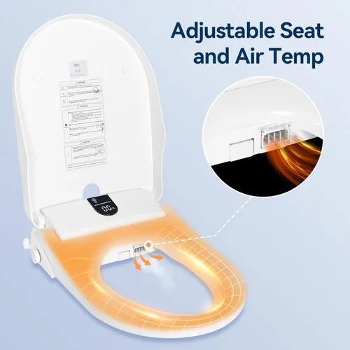 Vista 3 de YOURLITE Asiento de inodoro electrónico inteligente con secado al aire caliente, bidé de asiento con calefacción con boquilla de autolimpieza