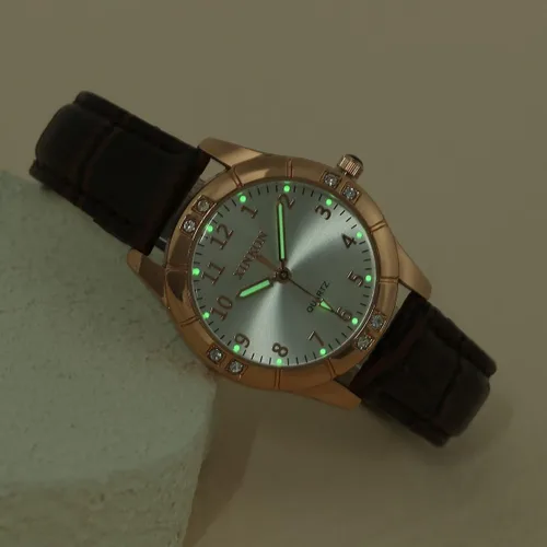 Vista 4 de Top Plaza Reloj clásico con correa de cuero para mujer, números arábigos, fácil de leer, relojes de vestir para mujer