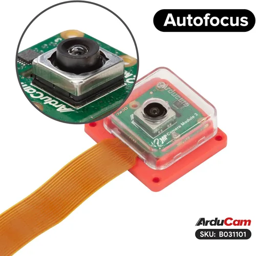 Vista 8 de Arducam Para Raspberry Pi Cámara Módulo 3 Amplio, 120 ° (D) IMX708 Autofocus Pi Cámara V3 con funda, viene con 5.9 in 15-22 Pin y 22-22 Pin Cable FFC