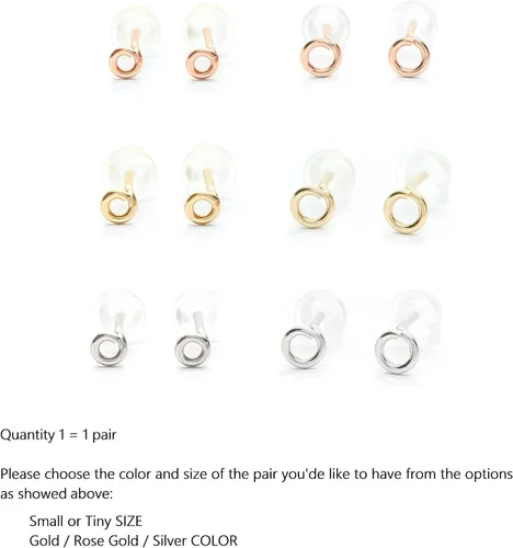 Vista 8 de Pendientes redondos pequeños de círculo, joyería pequeña pequeña, oro-plata-oro rosa, aretes para dormir joyería diaria
