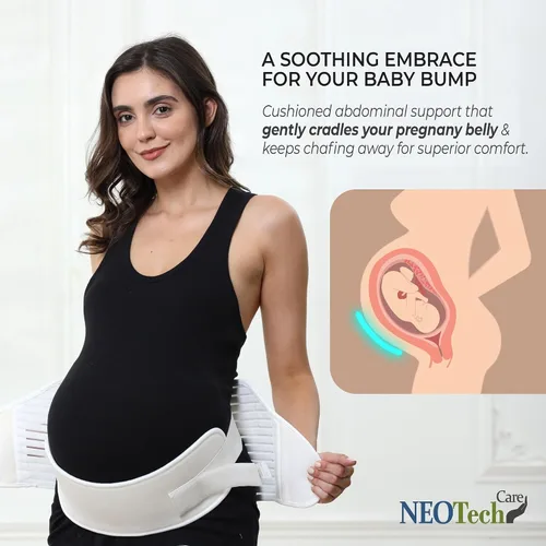 Vista 7 de NeoTech Care Cinturón de maternidad para embarazo, soporte para espalda, abdomen, cintura, pelvis (talla L, color marfil)