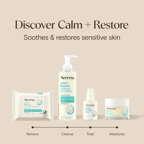 Vista 7 de Aveeno Calm + Restore - Limpiador facial para pieles sensibles, limpiador facial lechoso hidratante suave con avena nutritiva y altamisa, fórmula
