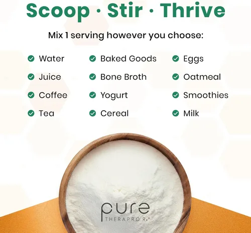 Vista 6 de Pure Therapro Rx TriActive Collagen Plus, colágeno en polvo para cabello, piel, uñas, huesos y articulaciones, polvo de colágeno hidrolizado