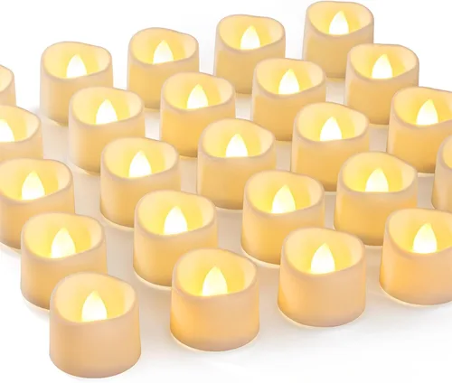 Vista 11 de Homemory Paquete de 48 velas parpadeantes sin llama, velas falsas LED que funcionan con pilas más de 200 horas para centros de mesa de boda, base