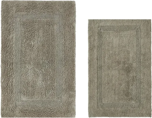 Vista 353 de Better Trends - Juego de 2 alfombras de baño 100% algodón, extra suaves, con borlas, de 17" x 24", alfombra de baño superabsorbente y reversible