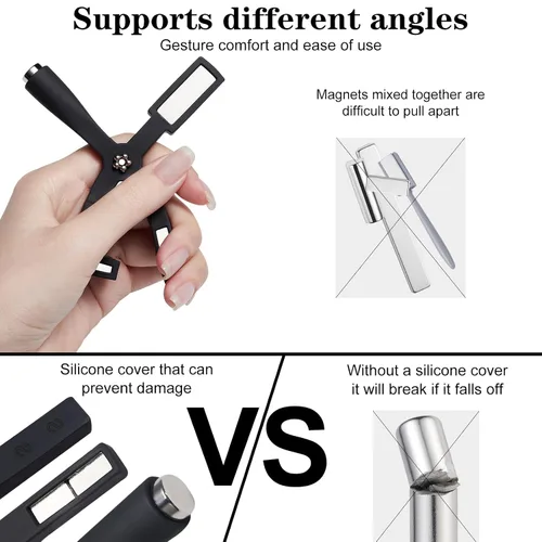 Vista 4 de Herramienta de imán de uñas 5 en 1, bolígrafos magnéticos de uñas fuertes con funda protectora de silicona, barra magnética multifuncional 3D de ojo