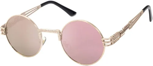 Vista 2 de Gafas de sol redondas redondas para hombre, estilo steampunk retro, gafas de marco de metal Negro
