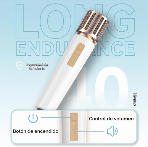 Vista 6 de Micrófonos inalámbricos, micrófono con conexión de chip uno a uno, luces LED controlables, duración de 40 horas, rango de 200 pies canto libre