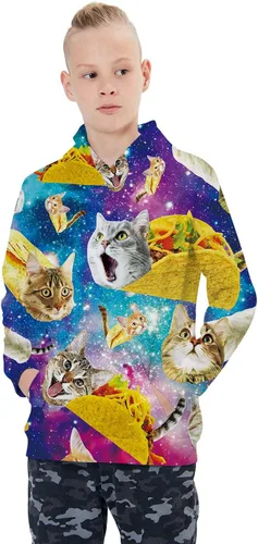 Vista 2 de Ahegao Sudaderas con capucha para niños de 6 a 16 años para adolescentes y niños con estampado 3D con bolsillo