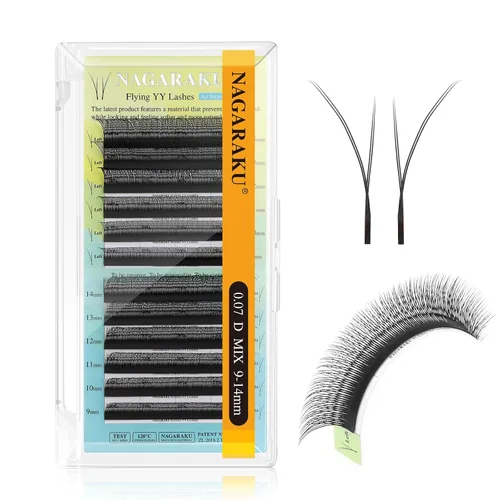 Vista 31 de NAGARAKU YY - Extensiones de pestañas, suministros Y, Lash 4D, Easy Fan, pestañas cruzadas de volumen ruso, pestañas YY, tejidas a mano, malla