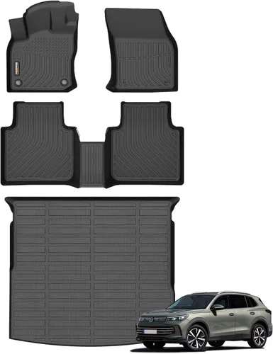 Vista 41 de Alfombrillas para todo tipo de clima y forro de carga para Volkswagen Atlas 2018-2026 (asientos de 6 pasajeros), juego completo de 3 filas
