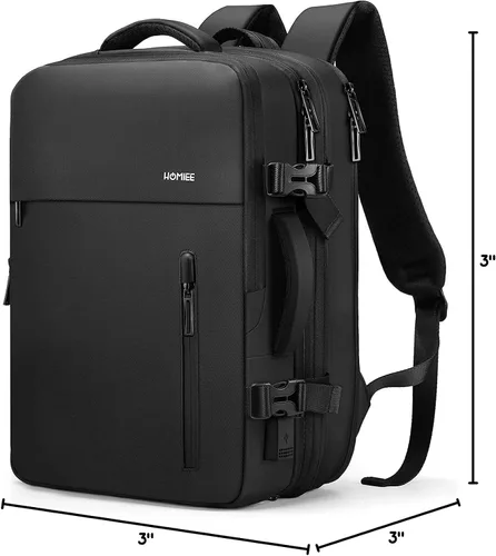 Vista 9 de HOMIEE - Mochila de viaje expandible de 40 L, compatible con laptop de 15.6 pulgadas con puerto de carga USB para fines de semana de negocios, bolsa
