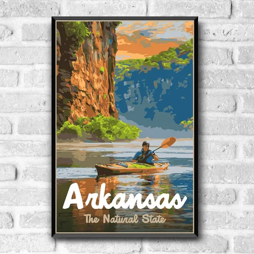 Vista 2 de GO SEE DESIGN Arkansas The Natural State Vintage-Style Travel Poster - 8x10-12x18-18x24-24x36 / 4x6 Postcard WPA Style Art Print Our Fifty States