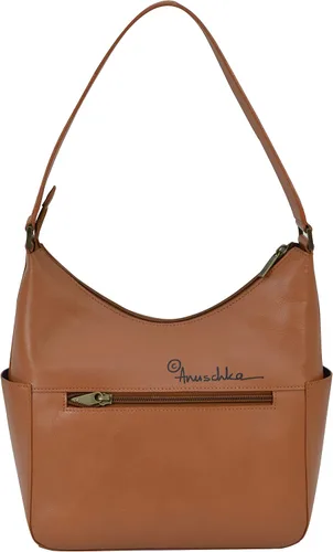 Vista 3 de Anuschka Hobo clásico de cuero curtido vegetal genuino pintado a mano para mujer con bolsillos laterales Mariposas Miel