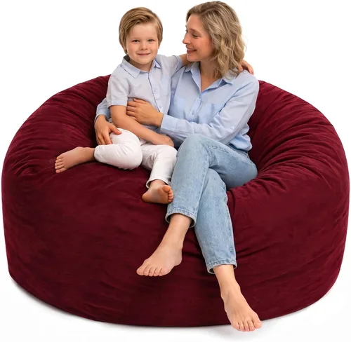 Vista 17 de ULTIMATE SACK 5000 Silla Puf de 5-Pies con Reposapiés, Funda de Gamuza Negra – Tumbona de Espuma de Gran Tamaño, Asiento de Suelo, Sofá Pequeño