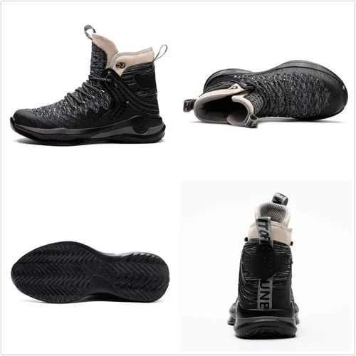 Vista 2 de SYLPHID Botas de acero para hombre, zapatos de seguridad para mujer, zapatos de trabajo antideslizantes, Al66-gris, 7 Women5 Men