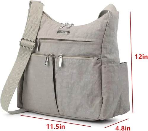 Vista 2 de MHCNLL Bolso bandolera antirrobo RFID para mujer, de nailon, impermeable, ligera, para el hombro