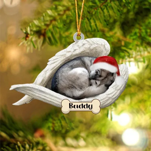 Vista 136 de Afghan Hounds - Adorno de Navidad con alas de ángel durmiente, recuerdo personalizado para perros 2024, adorno de forma acrílica, regalos