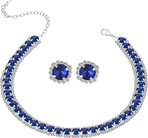 Vista 18 de Collar de gargantilla nupcial de cristal de diamantes de imitación para mujer