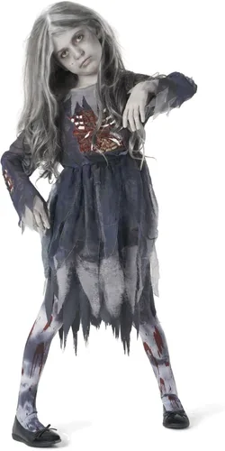 Vista 3 de Morph - Disfraz de zombi para niñas - Disfraz de zombi para niños - Zombie Bride Kids - Disfraces de zombies aterradores para niñas Zombie para niñas