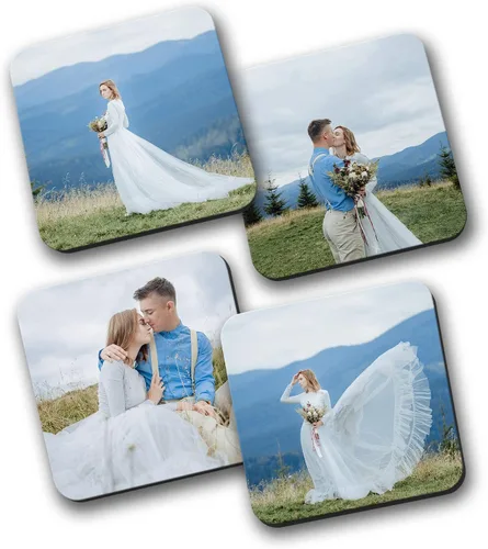 Vista 4 de HB Art Design Sube 2 diferentes fotos personalizadas, juego de 2 tableros duros brillantes personalizados, collage de fotos, impresiones