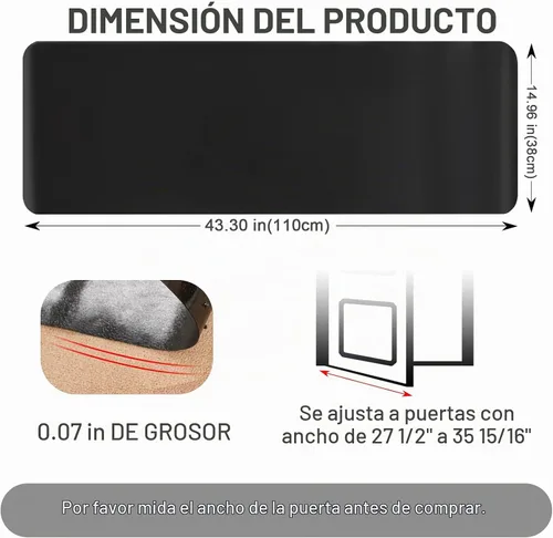 Vista 3 de Uross Protector de alfombra para mascotas, protector de alfombra de gato negro de 3.6 pies para puerta, antiarañazos debajo de la puerta