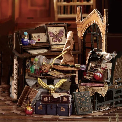 Vista 3 de Kit de casa de muñecas en miniatura estereoscópica 3D, juguetes de montaje, muebles de madera modelo DIY para regalos de creatividad del día de San