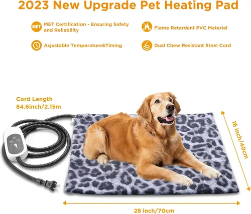 Vista 2 de Tikaton Almohadilla Térmica para Mascotas Certificada MET, Cama Calefactora para Gatos 2025 Nueva Actualización para Interiores con Temporizador