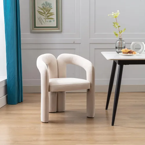 Vista 7 de Modernas sillas de comedor de terciopelo tapizadas, con respaldo curvado, cómoda silla auxiliar para cocina, comedor, sala de estar