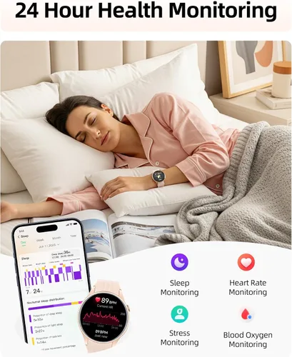 Vista 5 de Parsonver Smart Watch, Built-in GPS, Bluetooth Calling, Fitness Watch for Women with 100+ Sport Modes, IP68 Waterproof, Heart Rate, Sleep Monitor