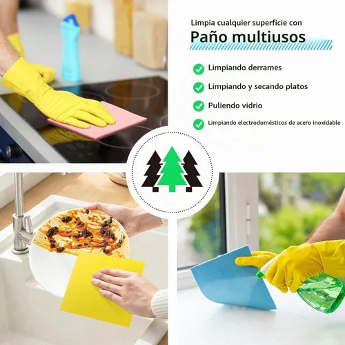Vista 5 de Paños de cocina suecos, paquete de 18 paños de cocina multicolor, paños absorbentes para cocina, paños de esponja de celulosa multiusos, toallas