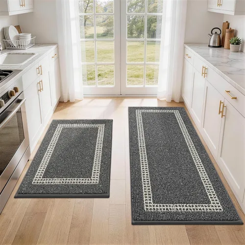 Vista 46 de COSY HOMEER Tapete de cocina antideslizantes, absorbentes para el piso, alfombra de cocina lavable, tapete de pie para fregadero, alfombra de Beige