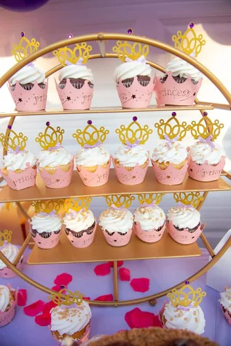 Vista 3 de JeVenis 40 adornos de princesa con purpurina para cupcakes