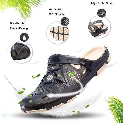 Vista 3 de Mens Clogs Lightweight Garden Shoes Breathable Clogs Beach Slippers Slip On Mules Pool Beach Yard for Men Black Blue Yellow Size US 7-13