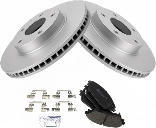 Vista 16 de TRQ Juego de pastillas de freno delantero y rotores con revestimiento de cerámica compatible con Jeep Compass Patriot 2017
