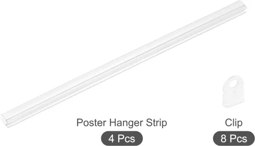 Vista 3 de MECCANIXITY Barra de tiras de PVC para colgar pósteres, 9.8 in, transparente, con clips para póster, mapa, juego de 4