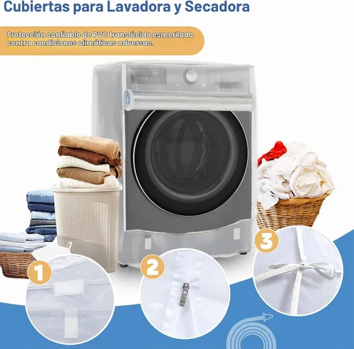 Vista 3 de Funda para lavadora y secadora, fundas para lavadora y secadora, cubierta para lavadora y secadora, para máquina de carga frontal impermeable y a