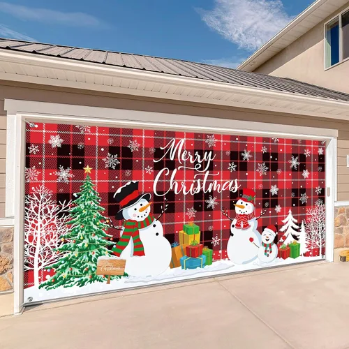Vista 8 de Buryeah Decoración navideña para puerta de garaje, 6 x 13 pies, cubierta de Navidad para puerta de garaje, telón de fondo grande para decoraciones