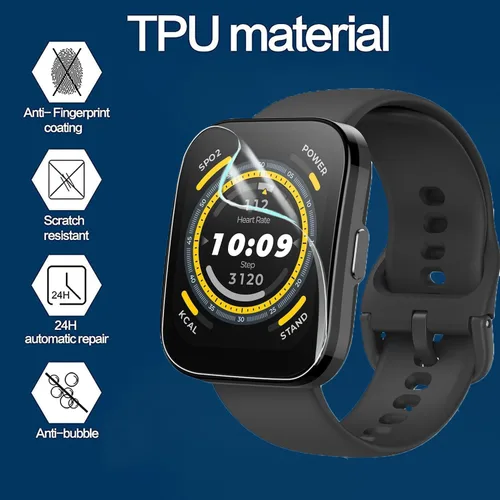 Vista 3 de Lamshaw Protector de pantalla compatible con Amazfit Bip 5, [6 unidades] Película protectora de pantalla suave de TPU de cobertura completa