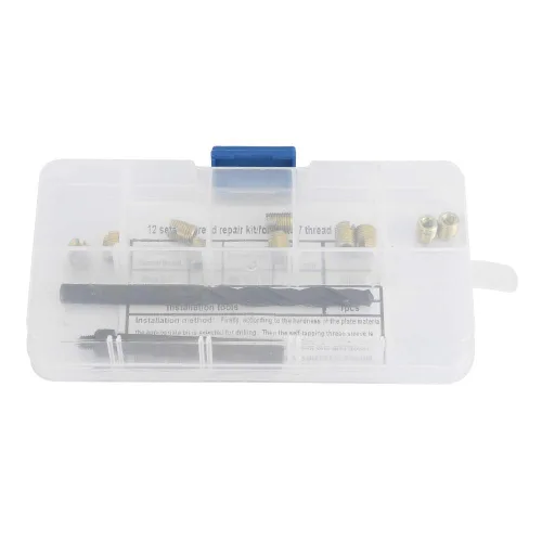 Vista 3 de Kit de reparación de roscas helicoidales M4x0.7, 12 piezas, inserto de rosca autorroscante con taladro y herramienta de instalación, acero al