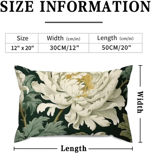 Vista 3 de ArogGeld Funda de almohada blanca con flores chinoiserie, funda de almohada para sofá, diseño floral verde y blanco, funda de almohada de lino A-12