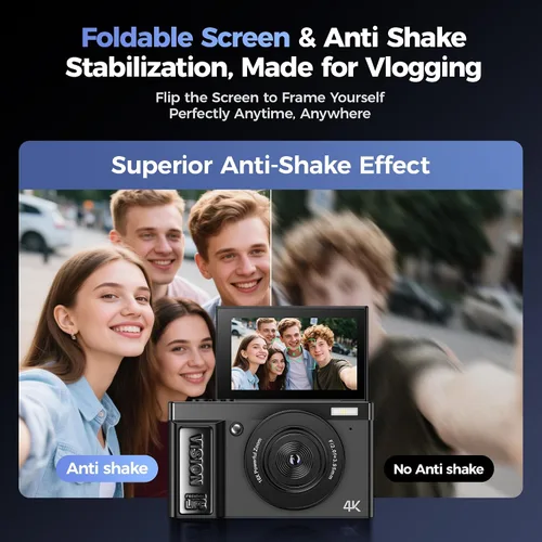 Vista 3 de Cámara digital 4K: cámaras de 64MP para fotografía vlogging - Cámara fotográfica con zoom 16X Regalos para adolescentes de 8 9 10 11 12 13 14 15 16