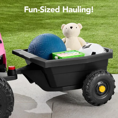 Vista 10 de Best Choice Products Carro Eléctrico Montable UTV de 12V para Niños con Remolque con Control Parental, Luces LED, 2 Velocidades, Bluetooth - Rosa