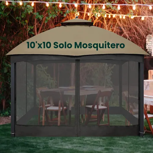 Vista 6 de OLILAWN Mosquitera Universal de Repuesto para Cenador, Malla Protectora para Toldo Exterior de 10' x 10', Cortina de Pared Lateral de 4 Paneles