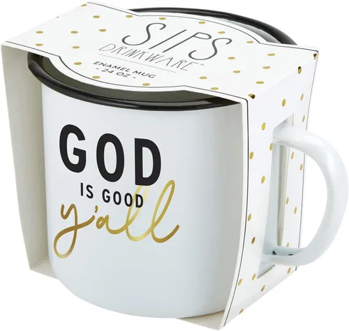 Vista 4 de Creative Brands Faithworks - Sips - Taza esmaltada blanca, 24 onzas, especia de calabaza