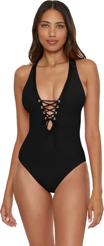Vista 10 de BECCA Traje de baño moderno de una pieza para mujer, cuello profundo, entrecruzado, trajes de baño