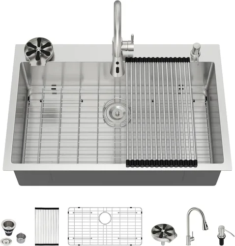 Vista 52 de Fregadero de cocina para exteriores 15 x 15 pulgadas, fregadero de bar de 15 x 15 pulgadas, fregaderos de cocina de acero inoxidable de calibre 16
