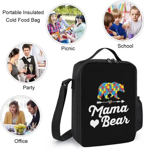 Vista 5 de Mama Bear Autism Awareness - Mochila de 17 pulgadas, juego de 3 piezas, combinación con bolsa de almuerzo diagonal, estuche para lápices