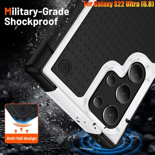Vista 3 de Funda resistente para Samsung Galaxy S22 Ultra de 6.8 pulgadas, 4 esquinas con bolsas de aire [protección contra caídas de 12 pies], agarre