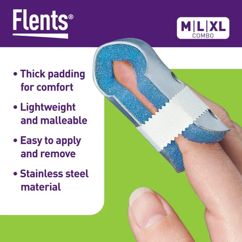 Vista 3 de Flents Férula Insty de 4 lados, protección de doble cara, acolchado de espuma, mediano Finger Splint for Trigger Finger, Fractures, Sprains &